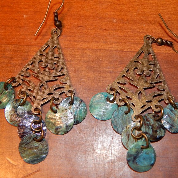 BoHo Dangle Abalone Shell Earrings - Picture 8 of 10